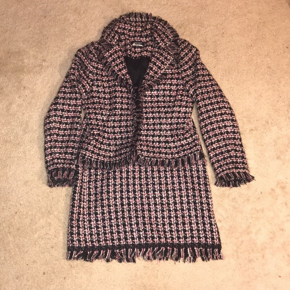 Karen Kane Jackets & Blazers - Vintage Karen Kane lifestyle black/pink tweed blazer and skirt set size 8